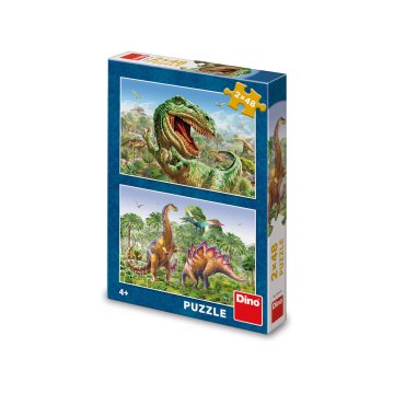 Puzzle Súboj dinosaurov 2x48 dielikov